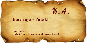 Weninger Anett névjegykártya