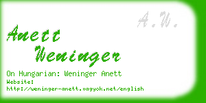 anett weninger business card